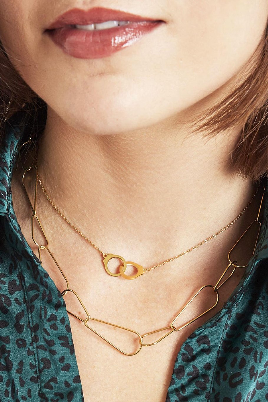 Necklace Handcuffs Gold Color Stainless Steel Picture5